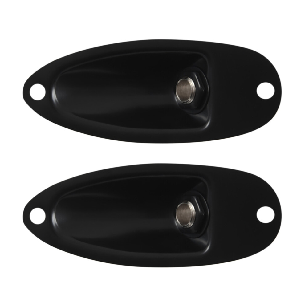 2X Boat Style 1/4 Inch Loaded Guitar Output Mono Jack Plug Socket Plate For Stratocater Style Electric Guitar, Black 6034275845268