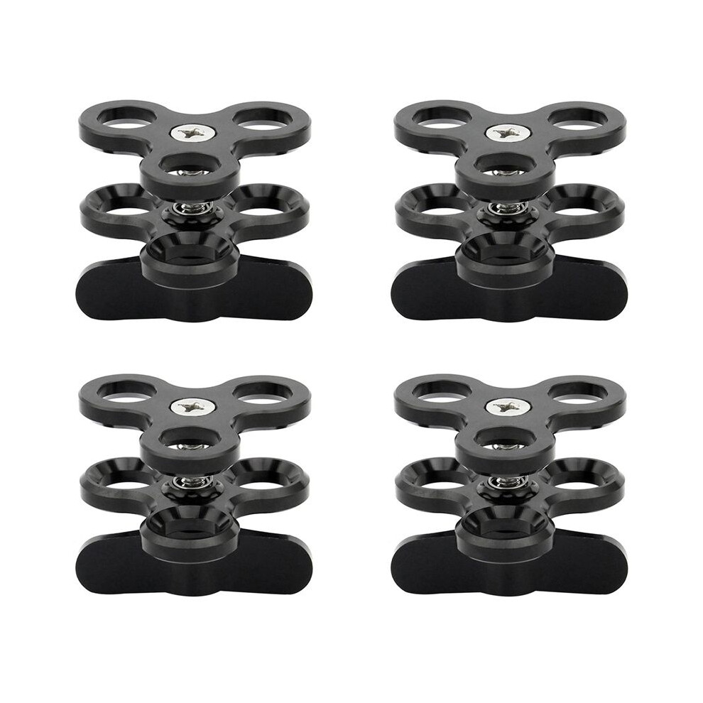 4X Clamp 3 Holes Diving Lights Arm Butterfly Clip Mount Bracket For Action Camera Flashlight Tripod, Black 6032933769987