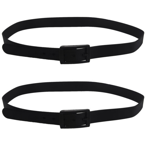 2X Men's Women's Silicone Belt Rubber Plastic Buckle Plain Leather Style Adjustable-Black