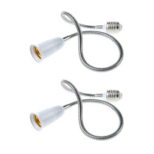 2X E27 to E27 Light Lamp Bulb Flexible Extension Adaptor Converter (White,60cm)
