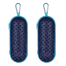 2X Zwembrilkoker voor Zwembril, EVA-Draagtas met Afvoergat, Zonnebrillenkoker met Ritssluiting en Clip Blauw
