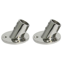 2X Marine Stainless Steel 60 Degree 22mm 7/8 Inch Tube Round Base Hand Rail Railing Fitting Rowing Yachts Accessories
