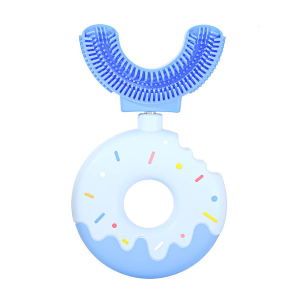 Ushaped Toothbrush, Doughnut Silicone Brush Head, Full Mouth Cleaning For Children 712 Years Blue