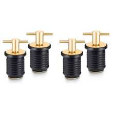 4 Pcs T-Handle Drain Plug Twist-Turn Marine Boat Drain Plugs Rubber Plugs with Brass Handle Boat Marine Accessories