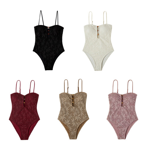 Stylish Women's Conjoined Bathing Suit Feature-Dark khaki S 2