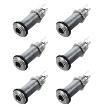 6X 1/4 di Pollice Chrome Cylinder Montaggio A Filo Jack per la Chitarra Basso Elettrico