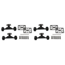 4 Sets Skate Board Wielen Aluminiumlegering Skateboard Trucks Rubber Vierwielige Longboard Onderdelen  , Zwart