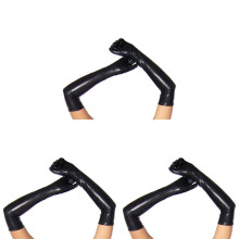 3X Lange Optische LEDerhandschuhe Einheitsgroesse Schwarz - Schwarz