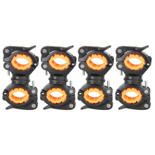 4X 360 Degres de Rotation Cyclisme Bicyclette Lampe Porte-Double LED Lampe de Poche Avant Pompe A Lampe Porte-Guidon Accessoire de Velo Noir + Orange