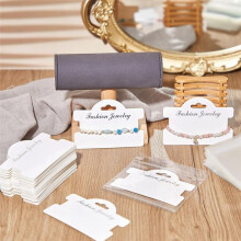 100 Pcs Bracelet Display Cards Jewelry Display Hanging Card Bracelet Packaging Necklace Cards with Bags,White