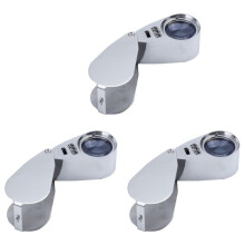 3st 40X LED Pocket Magnifier Juvelerare Eye Glass Loop Lins FöRstoringslupp UV-Ljus