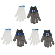 3X Safety Cut Proof Stab Resistant Stainless Steel Mesh Butcher Glove High Performance Level 5 Protection Size S