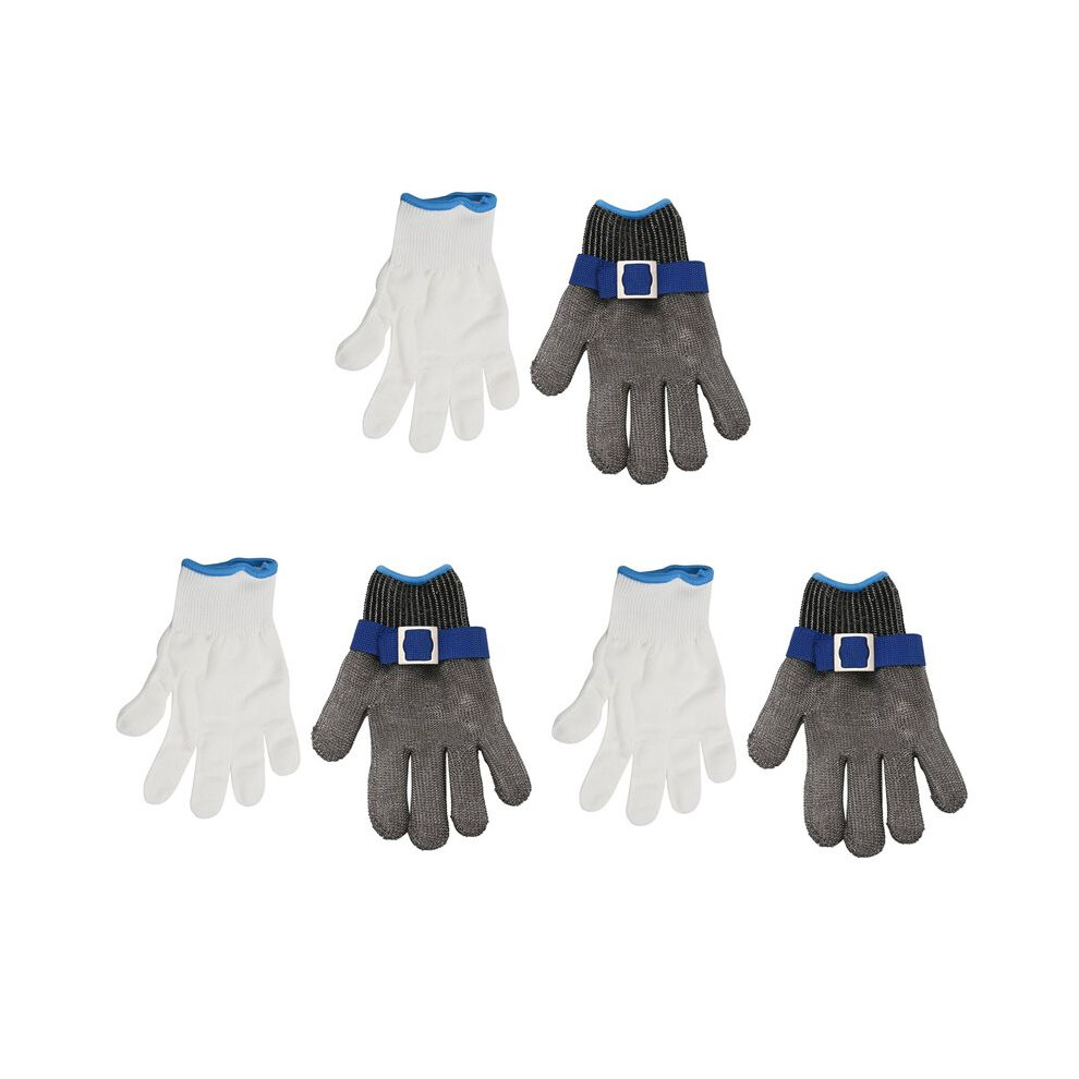 3X Safety Cut Proof Stab Resistant Stainless Steel Mesh Butcher Glove High Performance Level 5 Protection Size S 6031910618751