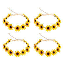 4X Floral Autumn Sunflower Crown Hair Accessories Bridal Tiara Holiday Hair with Sunflower Hair Accessories