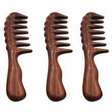 3X Hair Comb for Detangling - Wide Tooth Wood Comb for Curly Hair - No Static Natural Wooden Sandalwood Comb