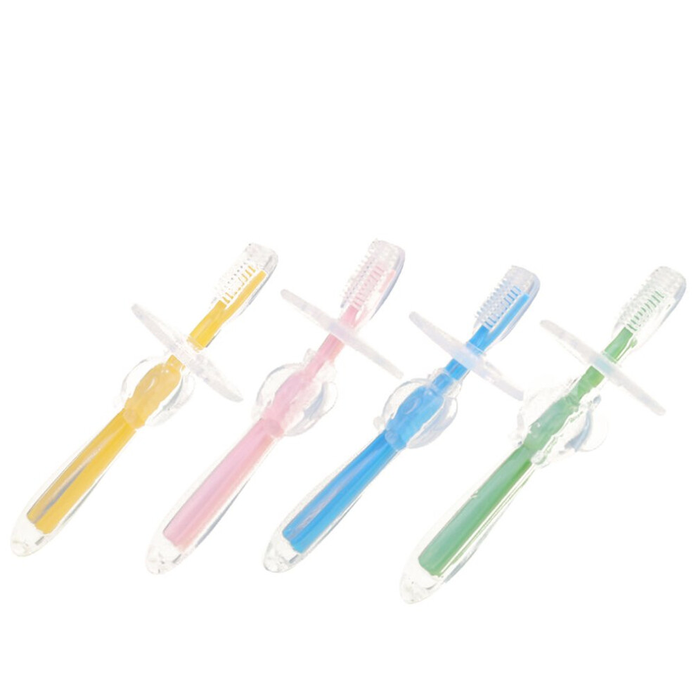 Baby Toothbrush Set with Soft Silicone Bristles and Safety Guard, Infant Training 4pcs