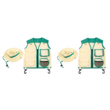 2X Kids Outdoor Adventure Explorer Kit Costume Vest and Hat Set Realize Children Career Dream Cosplay Gifts Green