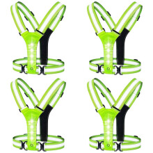 4X LED Reflekterande Löpväst, Justerbar Elastisk Löparsäkerhetsutrustning LED Light Väst Perfekt för Löpning, Promenader, Cykling