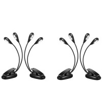 4Pcs Music Stand Light Clip LED Book Lights Dual Arm Reading Lights for Books in Bed 360 Degree Adjustable Clip