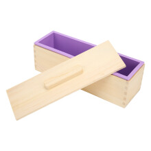 Lila Silikon-Seifenlaibchenform DIY-Handgemachte-Seife-Set mit Holzkiste und Deckel