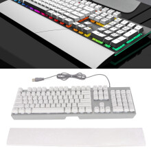 RGB Wired 104-Key Mechanical Feel Keyboard with Wrist Rest, White
