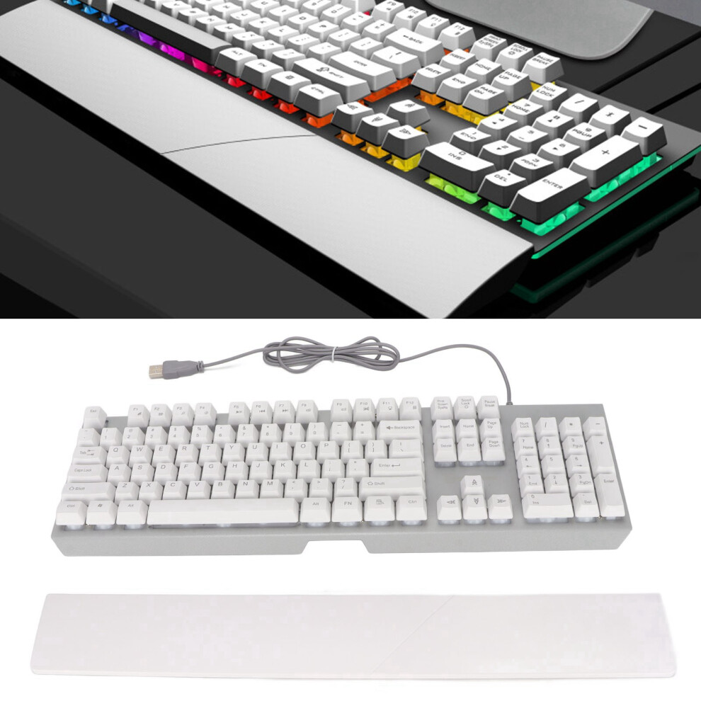 Rgb Wired 104-Key Mechanical Feel Keyboard With Wrist Rest, White 6941390354073
