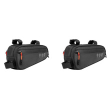 2X Bolsa para Cuadro de Bicicleta, Bolsa Impermeable para Bicicleta con Dos Bolsillos Laterales, Bolsa de Almacenamiento para Tubo de Bicicleta