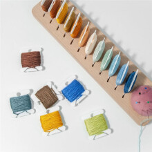 Bobbin Rack for Embroidery Floss Beech Wood Floss Organizer with 12PCS Plastic Embroidery Thread Cards(Rectangle)