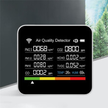 15 in 1 Air Quality Tester Multifunctional Digital PM2.5 PM1.0 PM10 PM10 HCHO TVOC CO CO2 Meter for Home/Office White