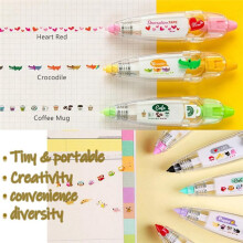 DIY Cartoon Press Type Decorative Pen, Ally-Pocket Tape Pen, Cute Animals Scrapbooking Diary Decoration Tape Pen,A-6PCS