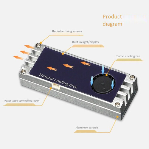 M2 SSD Heatsink Cooler Temperature OLED Digital Display M.2 2280 NVME SSD Solid State Hard Disk Radiator Heat Black 1