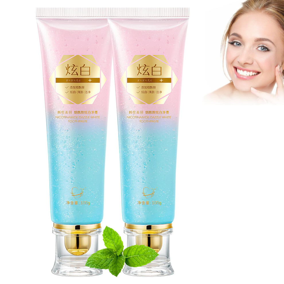 2Pcs Niacinamide Whitening Toothpaste for Visible Stain Removal and Fresh Breath, Daily Use