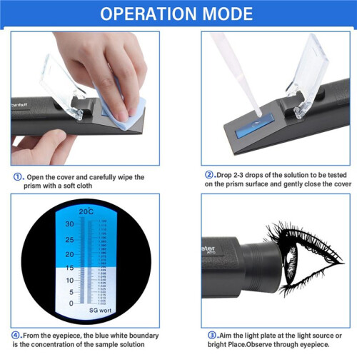 Refractometer Beer Brix Wort Sugar Alcohol Meter 0-30%1.000-1.120 SG Specific Gravity Handheld Tool Hydrometer Tester 1