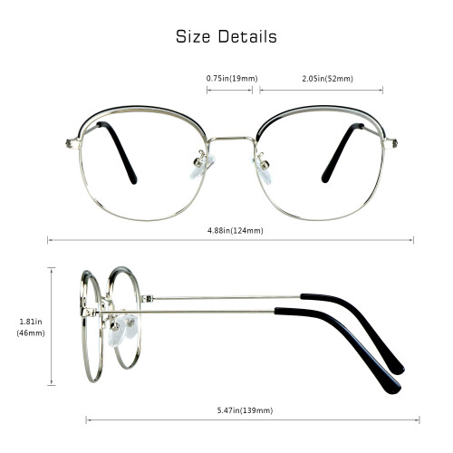 Blue Light Blocking Reading Glasses 4.25x Magnification Anti Glare Silver Frame for Eye Strain 2