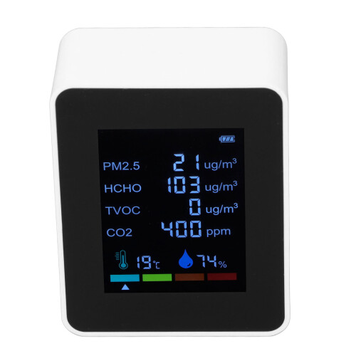 6-in-1 Luftqualitätsmonitor, LCD, 5V USB, 184g, Weiß 2