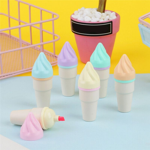 Cute Ice Cream Cone Markers & Highlighters Set, Multicolored Pens