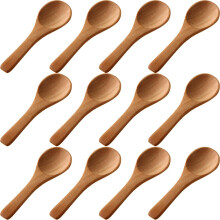 50 Pieces Small Wooden Spoons Nature Spoons Wood Honey Teaspoon Cooking Condiments Spoons for Kitchen (Light Brown)