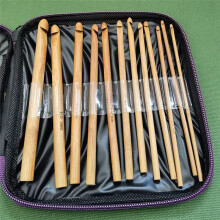 20 Piezas de Ganchillo de Bambú, Herramienta de Ganchillo Manual para Bricolaje, Manejar de Bambú Carbonizado, Juego de Agujas para SuéTer de