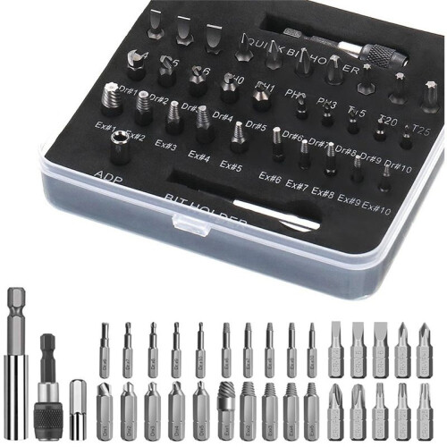 33Pcs Damaged Screw Extractor Kit & Screwdriver Bits Set Easy Out Stripped Screw Bolt Extractor Set 1