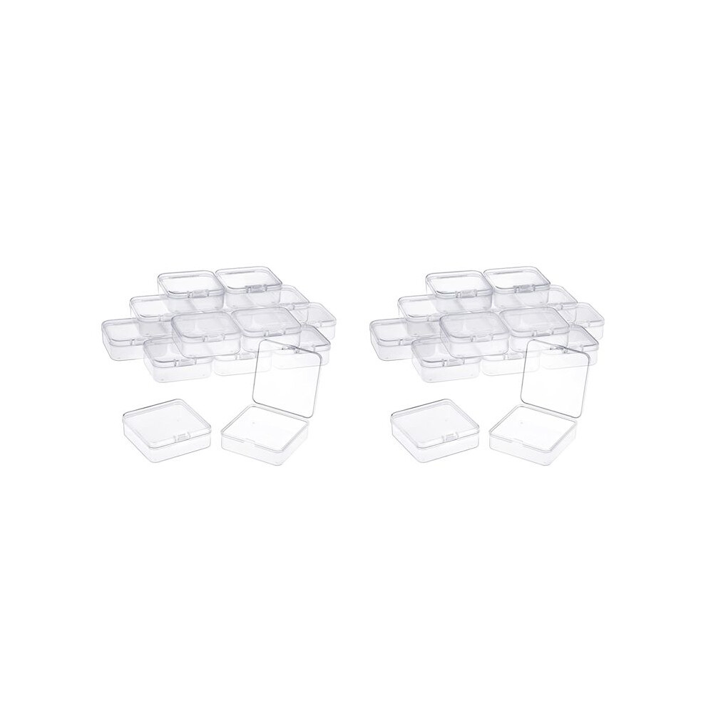 32 Pack Clear Plastic Beads Storage Containers Box With Hinged Lid For Small Items, Diamond, Beads (2.2X2.2x0.79in) 6032999265720