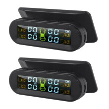 2X Solar Wireless USB TPMS Autoreifendruckkontrollsystem HD LCD-Anzeige 4 Externer Sensor Reifendruck Temperatur Warnung