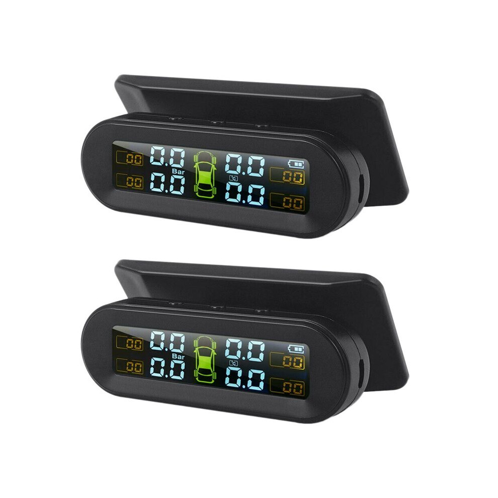 2X Solar Wireless Usb Tpms Car Tire Pressure Monitor System Hd Lcd Display 4 External Sensor 4712295131180