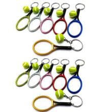 12Pcs Tennis Racket Keychain Pendant Bag Accessories for Bag Sport Advertisement Fans Souvenirs Key Ring