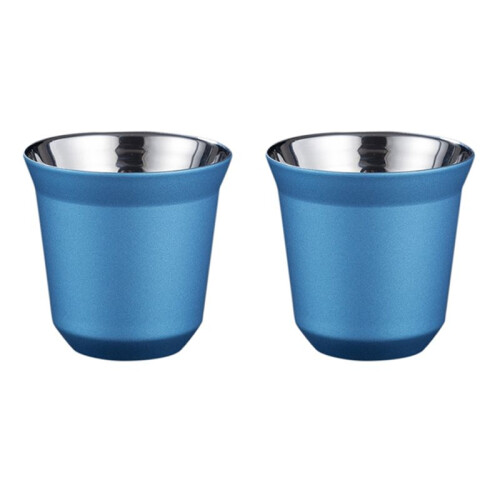 2X 80Ml Double Wall Stainless Steel Espresso Cup Insulation for  Pixie Coffee Cup Capsule Shape Coffee Mugs,C