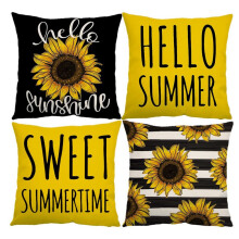 Sommarkuddfodral 18X18 Set med 4 Sommardekorationer för Farmhouse Slängkuddar Solros Kuddfodral för soffa