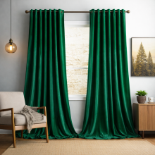 (Green Emerald, 90" x 90" (228cm x 228cm)) 100% Blackout Curtains Crushed Velvet & Linen Curtains Pair with Tie Backs
