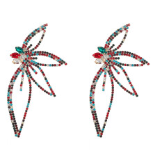 Brincos de Gota de Flor de Strass Cintilante para Mulheres Jantar Festa de Casamento Moda JóIas Multicoloridas