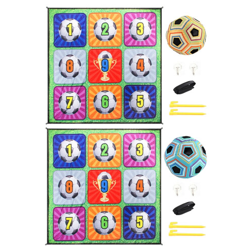 Foldable 9 Square Soccer Activity Mat Including Spheres-Yellow 1