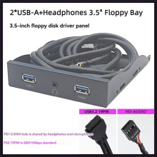 USB3.2 Gen1 Floppy Drive Front Panel HD-AUDIO Audio 3.5-Inch Desktop Floppy Bay 19pin to 2port USB-A and Headset Socket