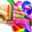 6Pcs Light Weight Dancing Rhythm Wrist Streamers Rainbow 7
